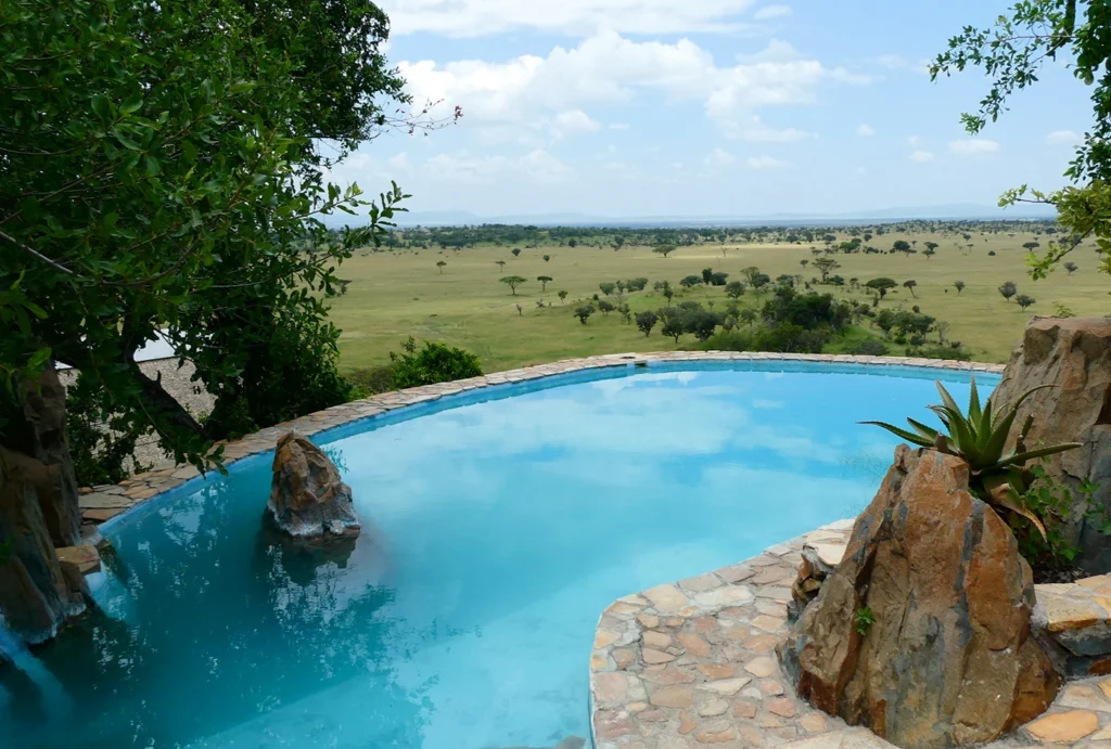 vista de grumeti desde la piscina del camp